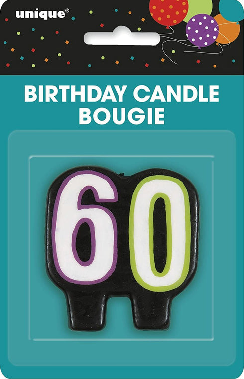 Unique Birthday Cheer 60th Birthday Candle 2.5" x 2"